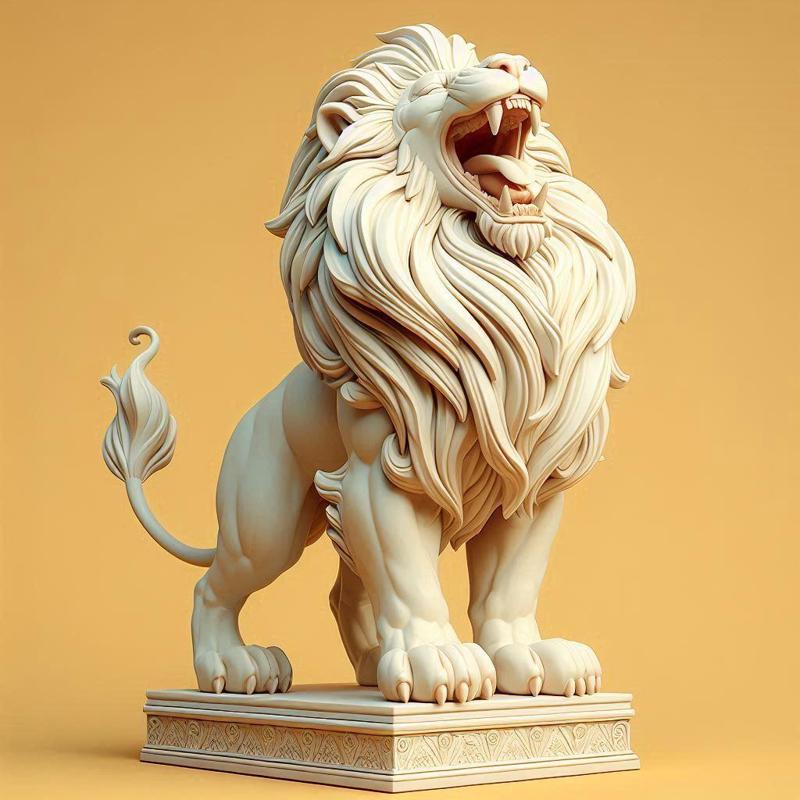 857 Laughing African Lion with Majestic Mane - Full-Color 3D Model, pug, dachshund, poodle, cat, dog, monkey, monkey, zebra, animal, armadillo, lion, fox, faun, pomeranian, troll, platypus, majestic, sculpture, fantasy, crocodile
