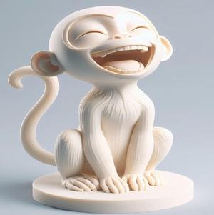 129 Laughing Monkey Figurine - Ivory-Style Full-Body Statue, character, monster, fantasy, art, sculpture, model, animal, 3d model, statue, creature, magic, 3d print, collectible, cat, wood, dragon, sword, base, warrior, wild