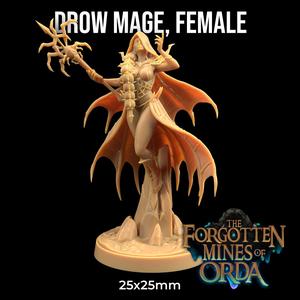 Drow Mage Female | PRESUPPORTED | Forgotten Mines of Orda