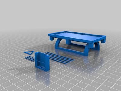 mini pol set with balls, cue sticks, and table