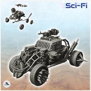 Post-apo four-wheeled light car with turreted weapon (12) - Future Sci-Fi SF Post apocalyptic Tabletop Scifi