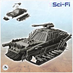 Post-apo tracked vehicle with triple weapons and improvised window guards (11) - Future Sci-Fi SF Post apocalyptic Tabletop Scifi
