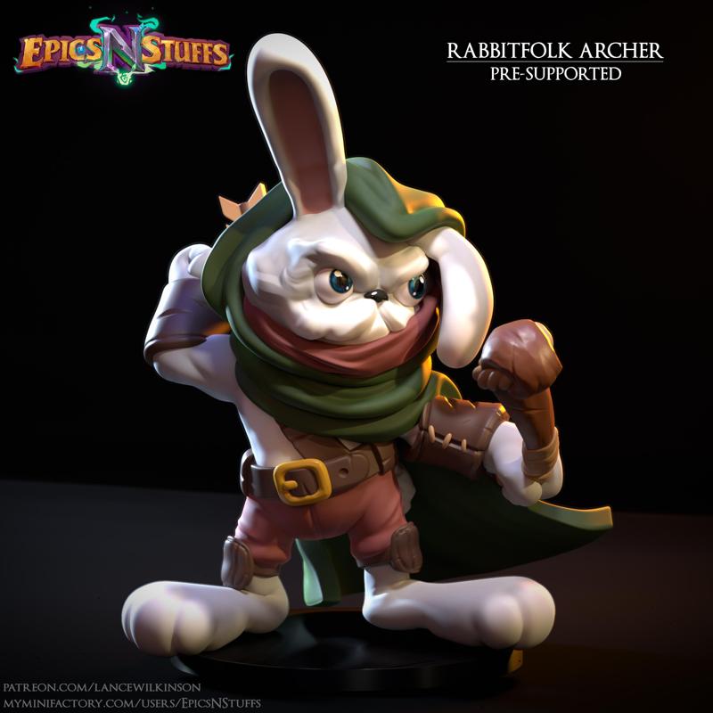 Rabbitfolk Archer Miniature, Pre-Supported