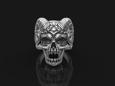Skull ring with horns