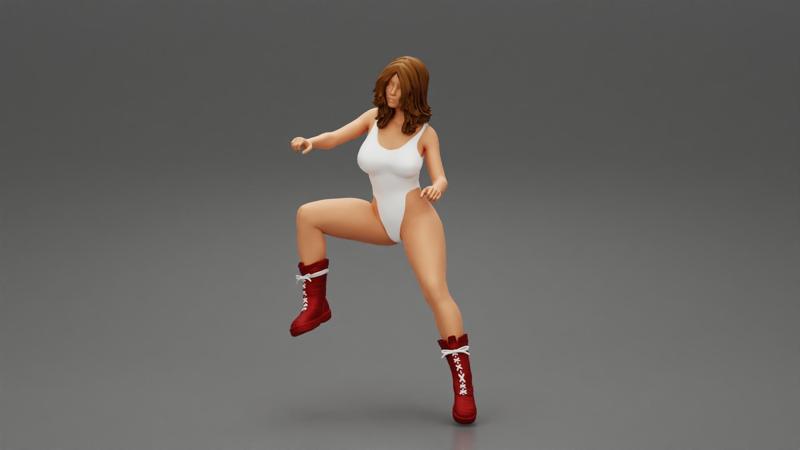 sexy woman in one piece sitting and driving a motorbike