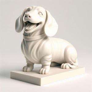 179 Laughing Dachshund - 3D-Printed Ivory-Style Statue, character, monster, fantasy, art, sculpture, model, animal, 3d model, statue, creature, magic, 3d print, collectible, cat, wood, dragon, sword, base, warrior, wild, dog