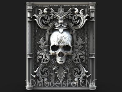 3D Model STL File for CNC Router Laser & 3D Printer Skull in Frame