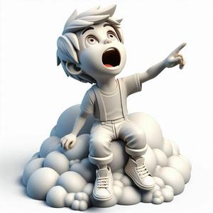 Boy Sitting on Rocks with Open-Mouth Pot Holder – Decorative 3D Print, Planter or Desk Organizer