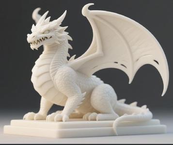 071 Menacing Fairytale Dragon in Ivory, character, monster, fantasy, art, sculpture, model, animal, 3d model, statue, creature, magic, 3d print, collectible, cat, wood, dragon, sword, base, warrior, wild, dog