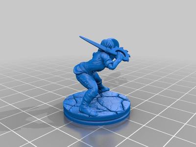 Female Elf Soldier with Sword and Shield for D&D Style Games