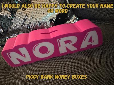 piggy bank, personalized Name money boxes Nora