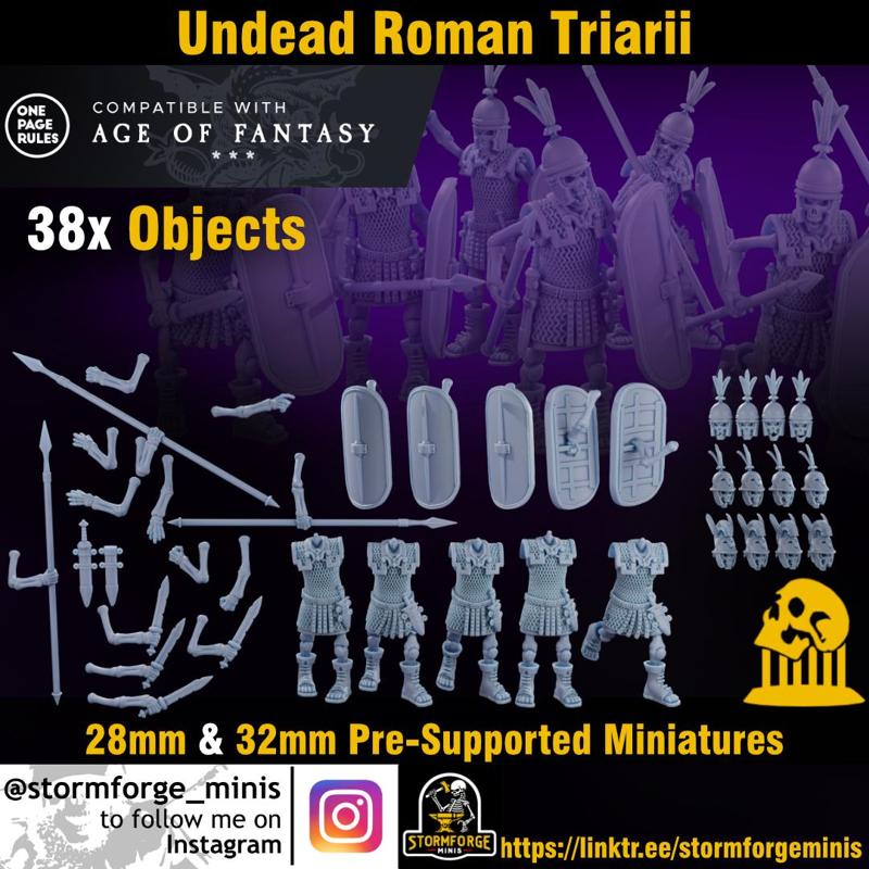 Undead Roman Triarii Spearmen 28mm&32mm Supported