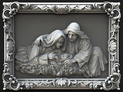 3D Model STL File for CNC Router Laser & 3D Printer Birth of Jesus 3