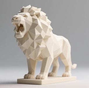 217 Low Poly Roaring Lion, character, monster, fantasy, art, sculpture, model, animal, 3d model, statue, creature, magic, 3d print, collectible, wood, sword, base, warrior, wild, low poly, lion, monkey