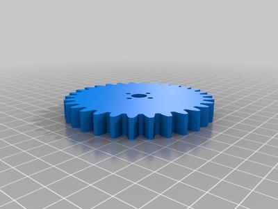 30 TEETH GEAR WITH ADJUSTABLE CENTRE HOLE AND FOUR HOLES TO SCREW IN A COPPER NUT OF A LEAD SCREW