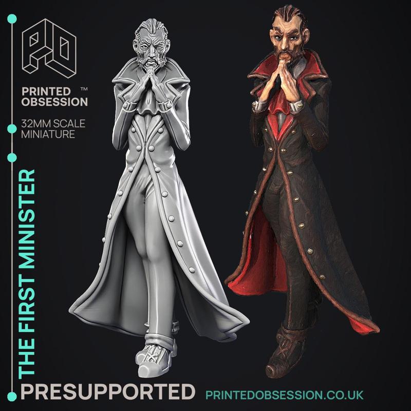 First Minister - Lord Patrician -  PRESUPPORTED - Illustrated and Stats - 32mm scale