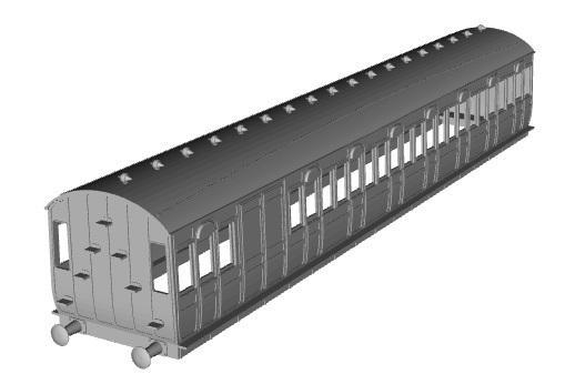 Metropolitan Railway Dreadnought Brake 3rd (7 comp) Coach 1/76 scale