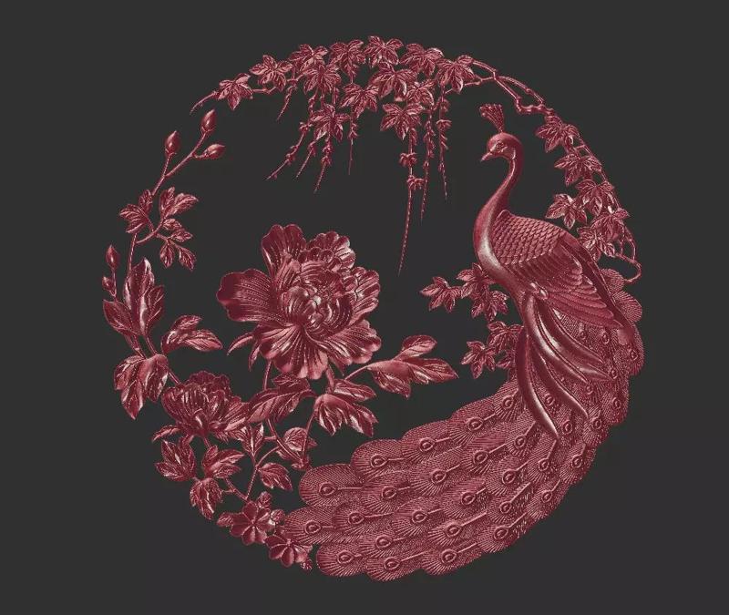 peacock in circular frame