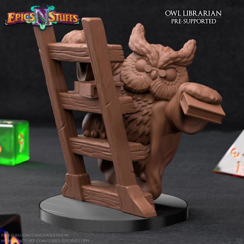 Owlkin Librarian 1B Miniature - Pre-Supported