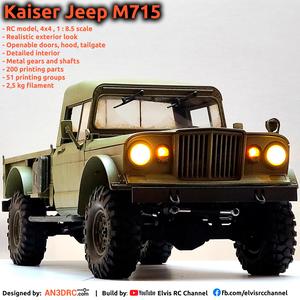 3D Printed RC Car Kaiser Jeep M715 by AN3DRC