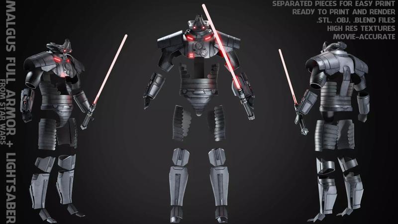 Star Wars Darth Malgus Full Armor and Lightsaber for Cosplay 3D Model Collection