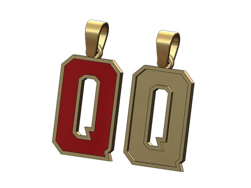 Q varsity letter sports letterman jersey pendant charm 3D print model