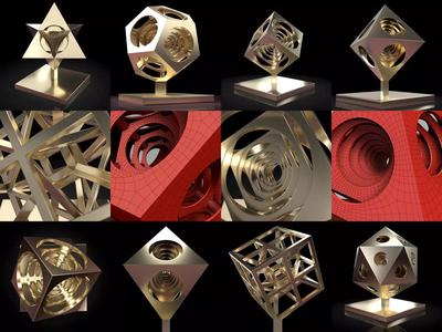 6 Platonic Sculptures 3D Model Collection