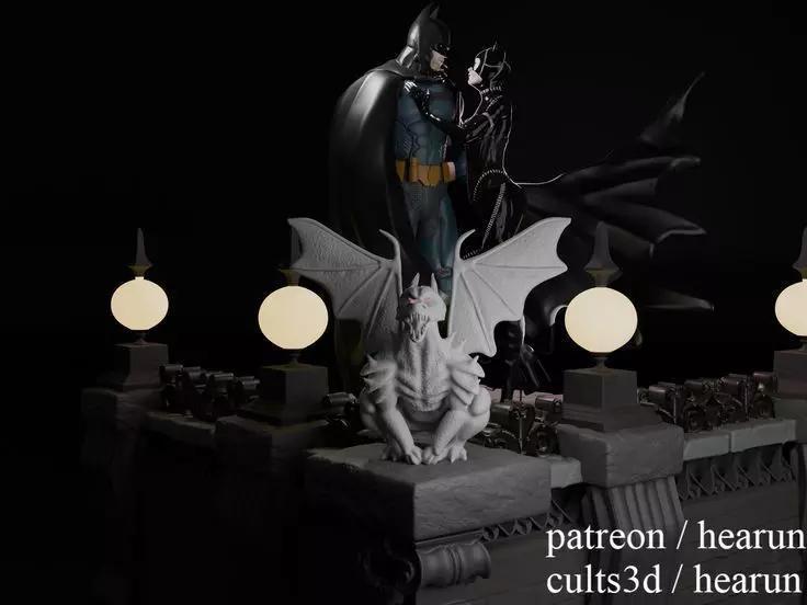 Batman and Catwoman Diorama  Ready For Printing