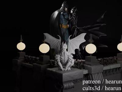 Batman and Catwoman Diorama  Ready For Printing