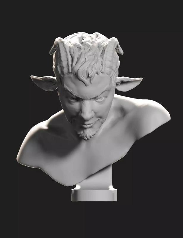 Faun bust sculpture