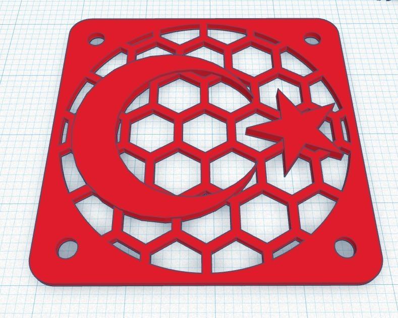 Turkish Flag Themed 40mm Fan Cover 