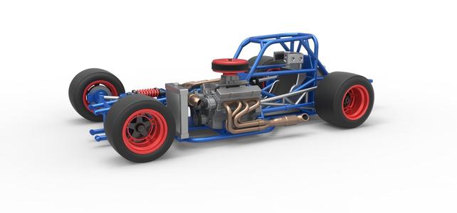 Supermodified front engine race car Base Version 4 Scale 1:25