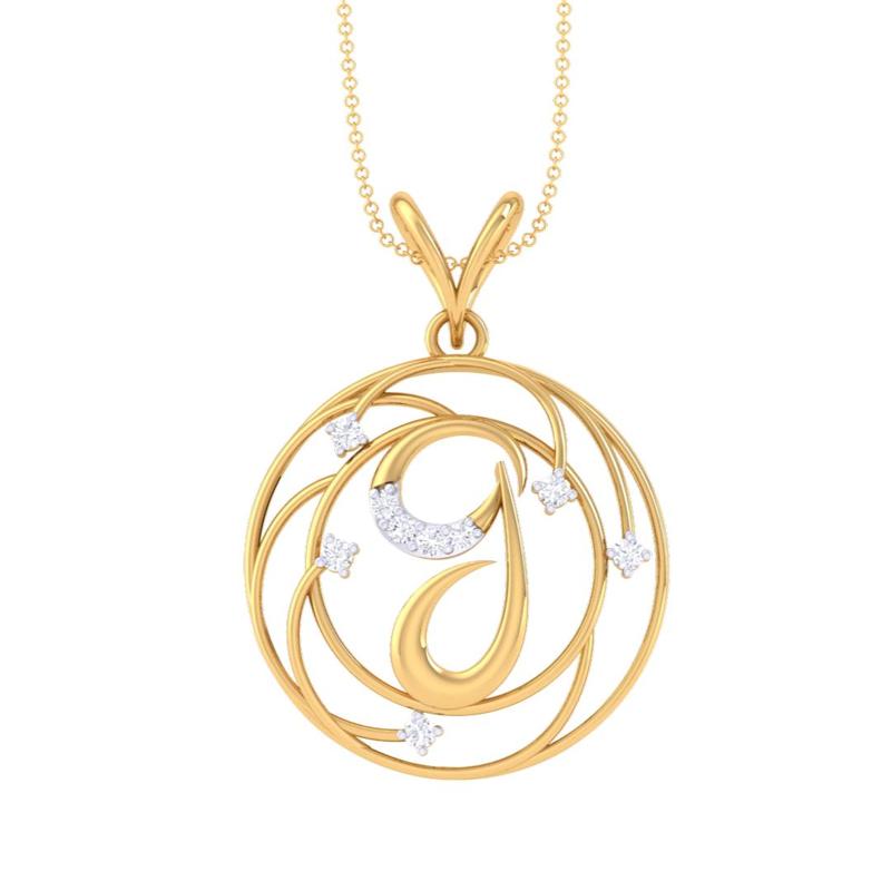 3D Printable Cad jewelry design of Lady diamond Pendant Letter model