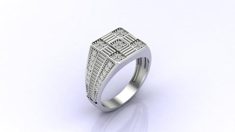 Gents Ring Print Ready STL 3DM Gents Rings Diamond Men Ring 3D print model