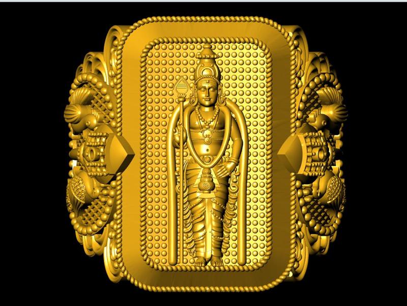 murugan kumara swami ayyappa gold silver ring bornze 3D print model