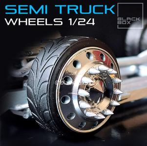 Semi Truck Wheel set w/ low profile tires 1-24th