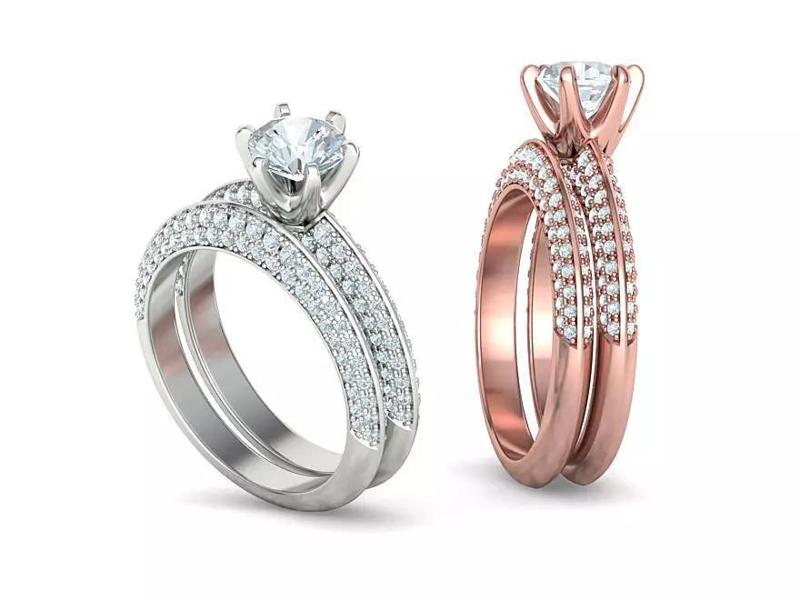 Wedding Set Jewelry Set 1ct Stone Wedding band 3dmodels 3D Model Collection