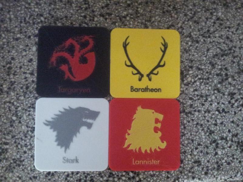 Game of thrones beverage coasters for double extruder painter