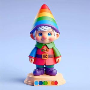 1047Fairy Tale Gnome Color Full Body Figurine on Base