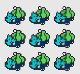 Bulbasaur pixel art key chain