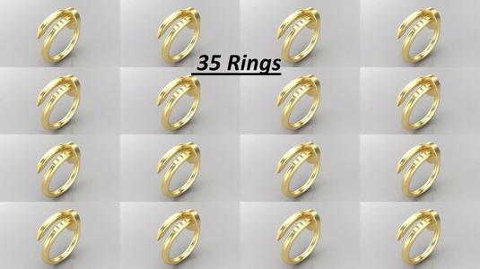 C9 Women rings different size 35 3D Model Collection