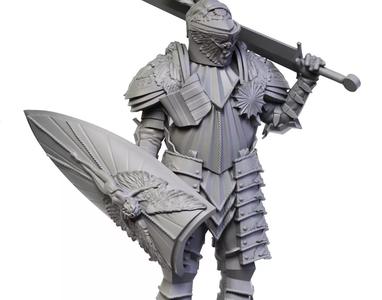 Knight in armor holding sword