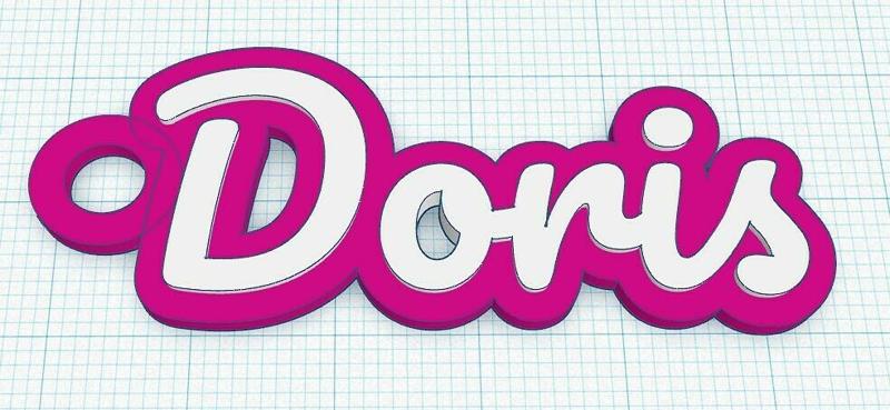 Fancy Keychain Name Tag - Doris