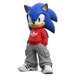 Sonic the Hedgehog in Red Hoodie and Gray Sweatpants - 3D Printable Model