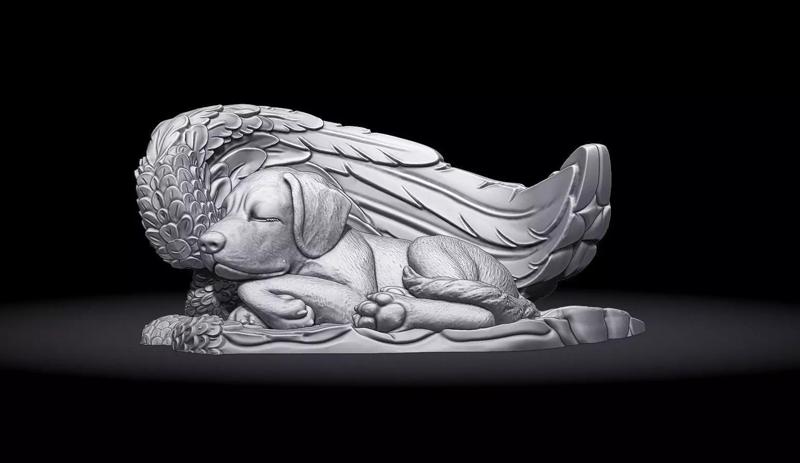 Sleeping Doggie Angel Statue