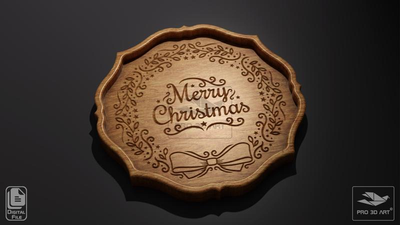Christmas Wreath Tray - CNC Files for Wood (svg, dxf, eps, ai, pdf)