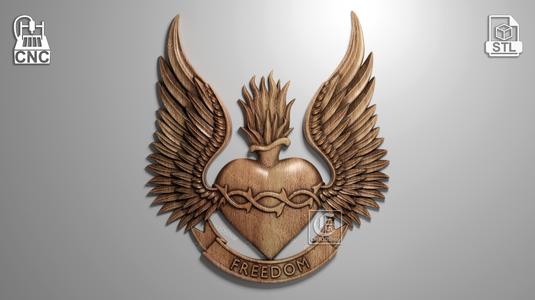 Burning Heart 2 Freedom - STL File For CNC and 3D Printer