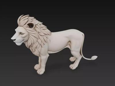 Lion 3D Model - Majestic Stylized Animal Sculpture