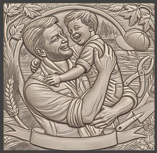 Fatherly Affection: A Timeless Bond, Bas-Relief, 3d Print, CNC Stl Model