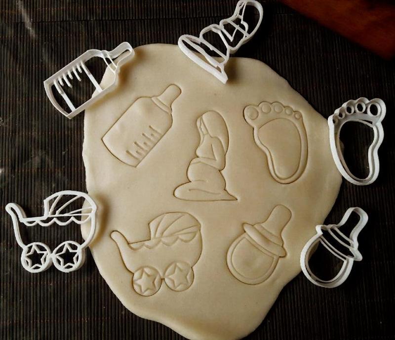 x5 Baby shower cookie cutters, dough - new born baby